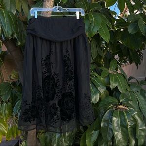 NWT Deadstock Y2K vintage black midi sheer skirt with a black lining underneath